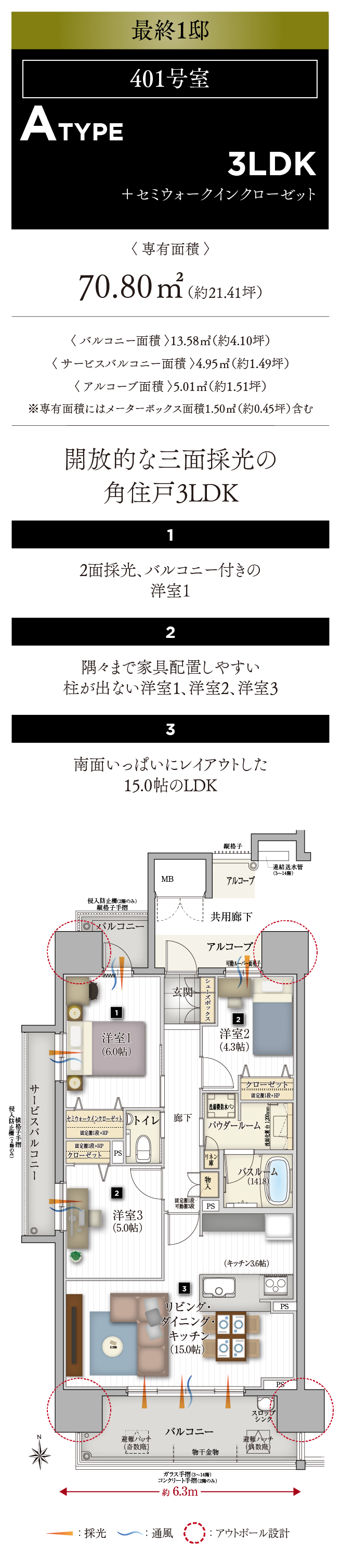 401号室 Aタイプ 3LDK